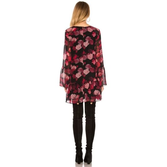 💕BCBGENERATION💕 Double Tiered A Line Dres ~ Black Combo Floral Print Large NWT - Picture 4 of 15